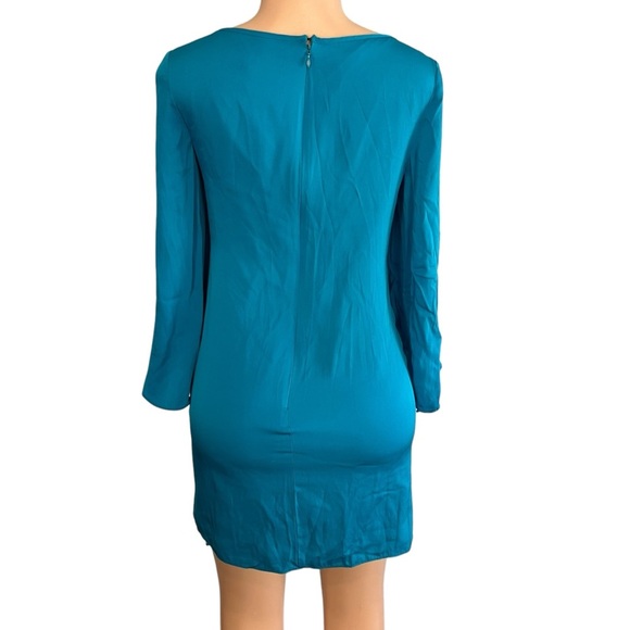 MILLY Aqua Stretch Silk Flutter Sleeve Butterfly Mini Dress - Picture 6 of 10